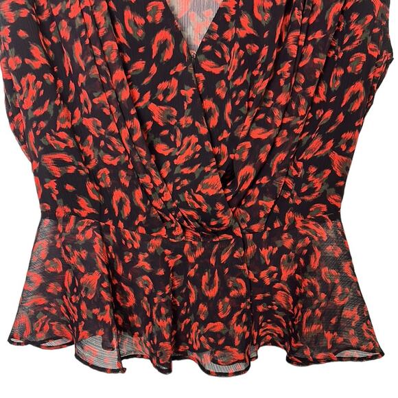 ASTR The Label Ladies Black and Red Sheer Blouse Size Small - Picture 6 of 7